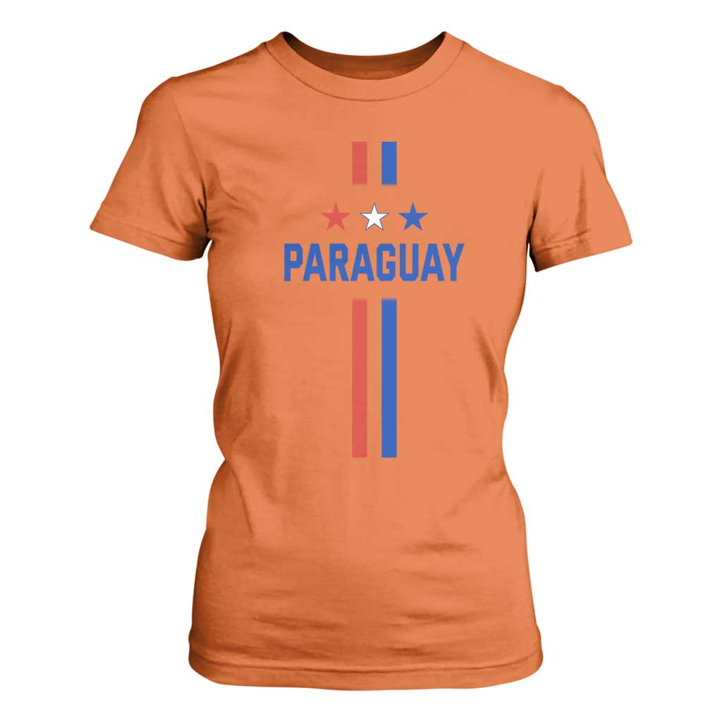 Paraguay Flag Soccer Jersey Style Graphic T Shirt For Women Patriotic Paraguaya Pride Football Fans Sports Spirit TS02 Orange Print Your Wear