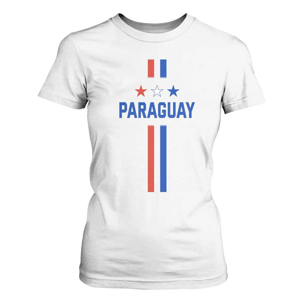 Paraguay Flag Soccer Jersey Style Graphic T Shirt For Women Patriotic Paraguaya Pride Football Fans Sports Spirit TS02 White Print Your Wear