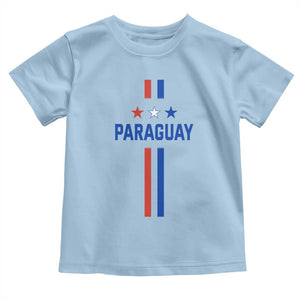 Paraguay Flag Soccer Jersey Style Graphic Toddler T Shirt Patriotic Paraguaya Pride Football Fans Sports Spirit TS02 Light Blue Print Your Wear