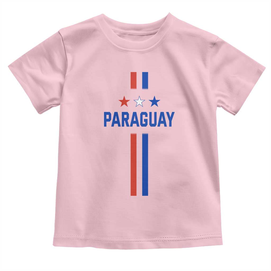 Paraguay Flag Soccer Jersey Style Graphic Toddler T Shirt Patriotic Paraguaya Pride Football Fans Sports Spirit TS02 Light Pink Print Your Wear