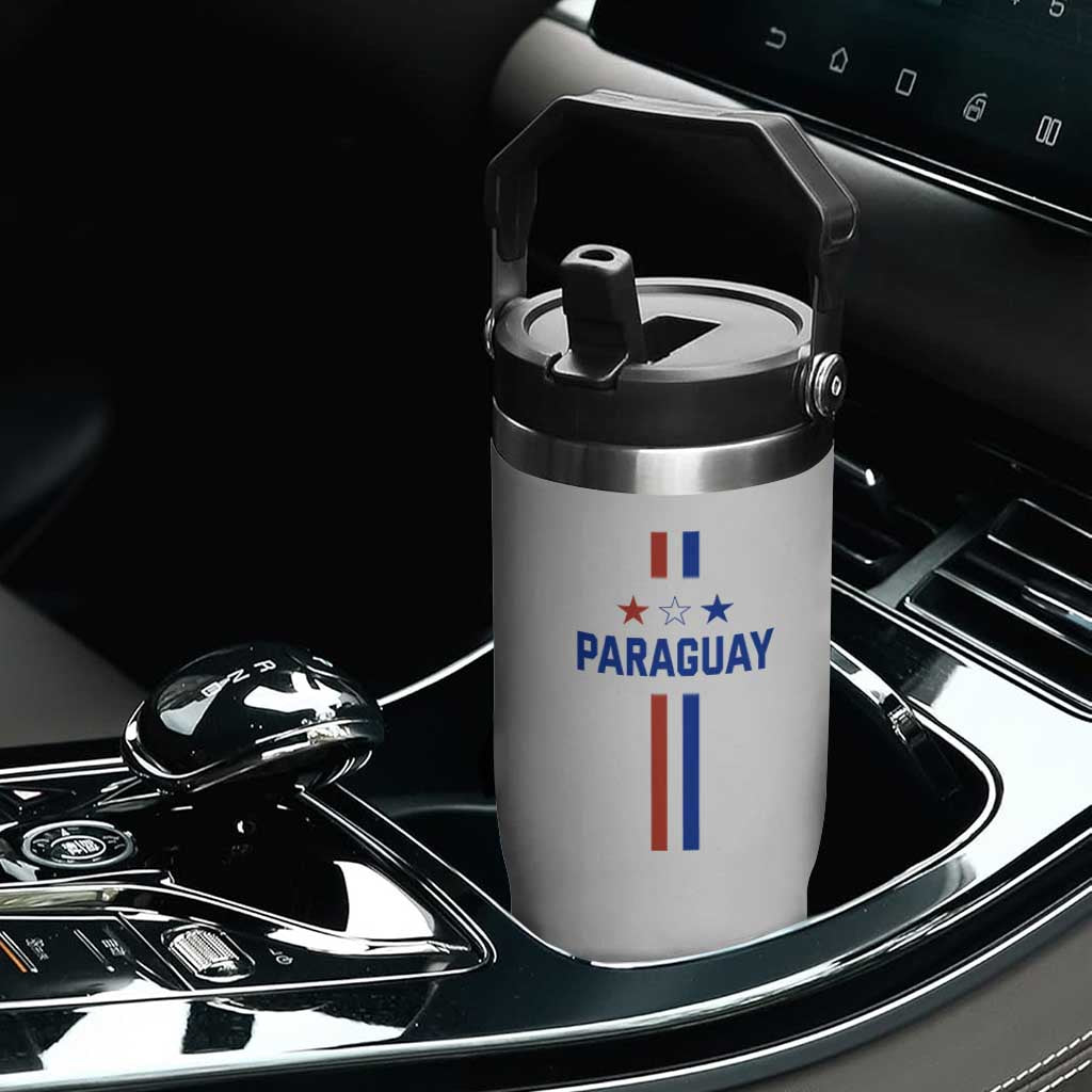 Paraguay Flag Soccer Jersey Style Graphic Flip Straw Tumbler Patriotic Paraguaya Pride Football Fans Sports Spirit TS02 Print Your Wear