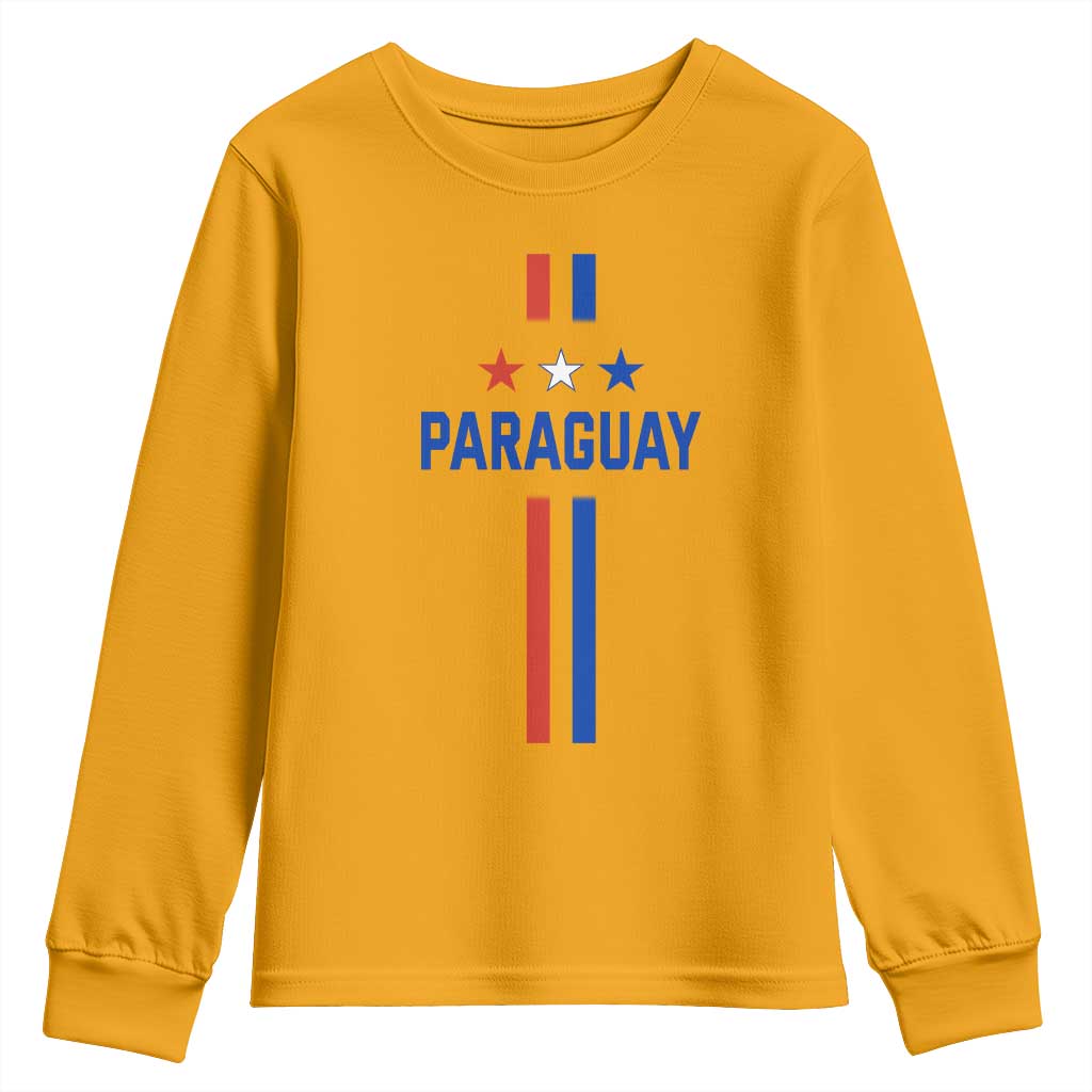 Paraguay Flag Soccer Jersey Style Graphic Youth Sweatshirt Patriotic Paraguaya Pride Football Fans Sports Spirit TS02 Gold Print Your Wear