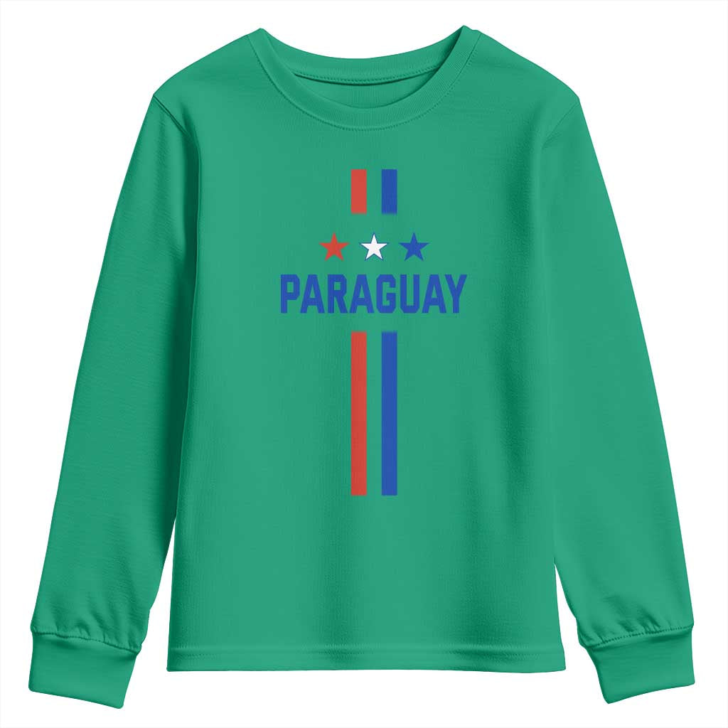 Paraguay Flag Soccer Jersey Style Graphic Youth Sweatshirt Patriotic Paraguaya Pride Football Fans Sports Spirit TS02 Irish Green Print Your Wear