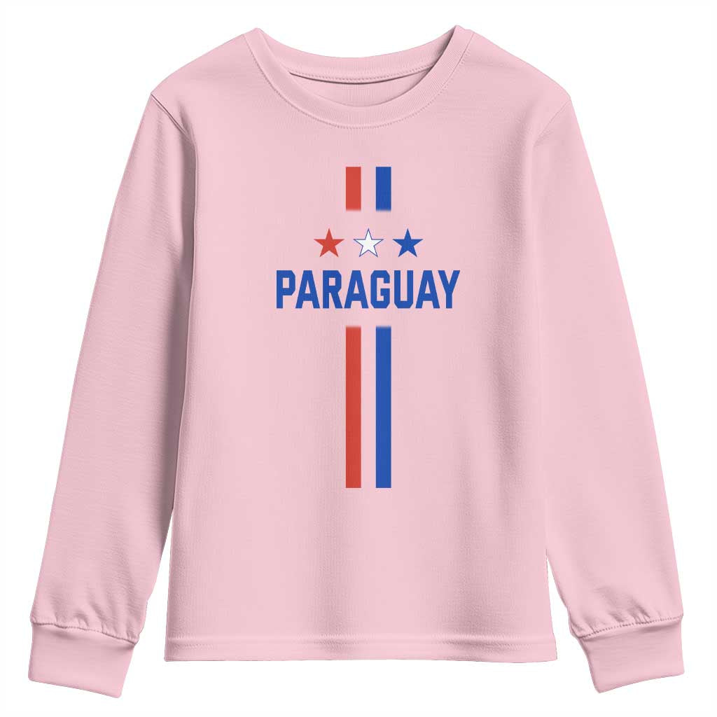 Paraguay Flag Soccer Jersey Style Graphic Youth Sweatshirt Patriotic Paraguaya Pride Football Fans Sports Spirit TS02 Light Pink Print Your Wear