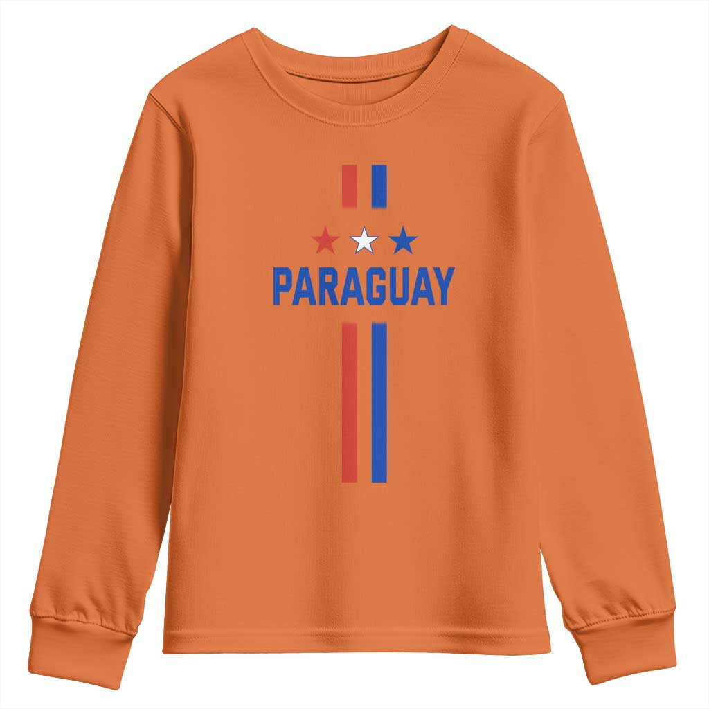 Paraguay Flag Soccer Jersey Style Graphic Youth Sweatshirt Patriotic Paraguaya Pride Football Fans Sports Spirit TS02 Orange Print Your Wear