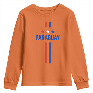 Paraguay Flag Soccer Jersey Style Graphic Youth Sweatshirt Patriotic Paraguaya Pride Football Fans Sports Spirit TS02 Orange Print Your Wear