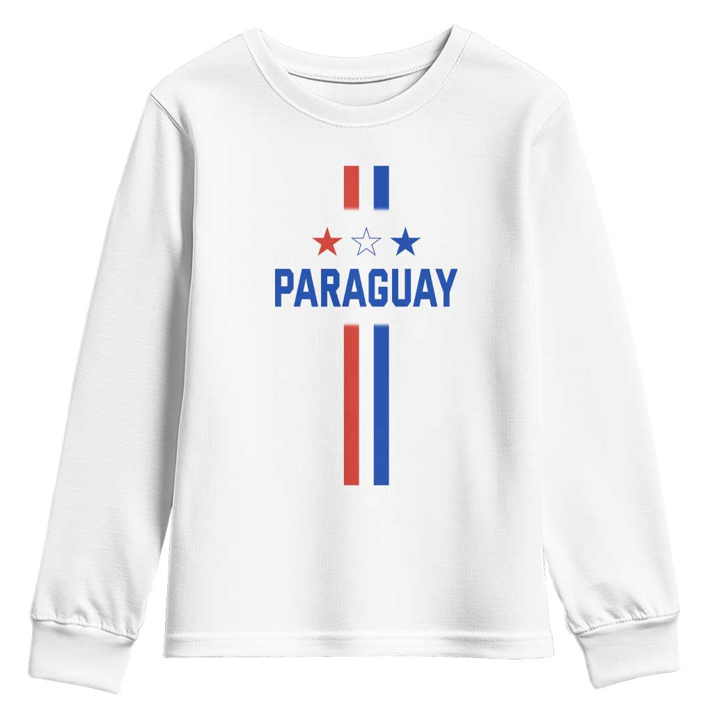 Paraguay Flag Soccer Jersey Style Graphic Youth Sweatshirt Patriotic Paraguaya Pride Football Fans Sports Spirit TS02 White Print Your Wear