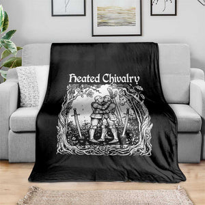 Heated Chivalry Kissing Knights Throw Blanket Romantic Funny Medieval Woodcut Fantasy Folklore Graphic TS02 Print Your Wear