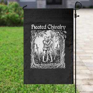 Heated Chivalry Kissing Knights Garden Flag Romantic Funny Medieval Woodcut Fantasy Folklore Graphic TS02 Print Your Wear
