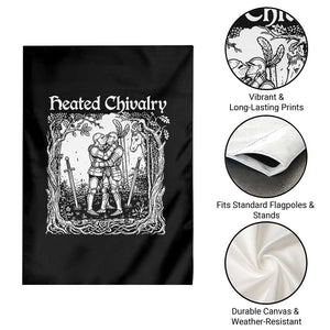Heated Chivalry Kissing Knights Garden Flag Romantic Funny Medieval Woodcut Fantasy Folklore Graphic TS02 Print Your Wear