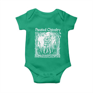 Heated Chivalry Kissing Knights Baby Onesie Romantic Funny Medieval Woodcut Fantasy Folklore Graphic TS02 Irish Green Print Your Wear