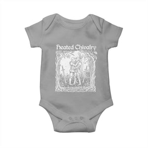 Heated Chivalry Kissing Knights Baby Onesie Romantic Funny Medieval Woodcut Fantasy Folklore Graphic TS02 Sport Gray Print Your Wear