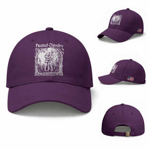 Heated Chivalry Kissing Knights Baseball Cap Romantic Funny Medieval Woodcut Fantasy Folklore Graphic TS02 Baseball Cap Universal Fit Purple Print Your Wear