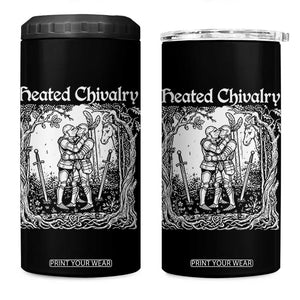 Heated Chivalry Kissing Knights 4 in 1 Can Cooler Tumbler Romantic Funny Medieval Woodcut Fantasy Folklore Graphic TS02 One Size: 16 oz Black Print Your Wear