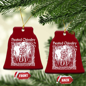 Heated Chivalry Kissing Knights Ceramic Ornament Romantic Funny Medieval Woodcut Fantasy Folklore Graphic TS02 Print Your Wear