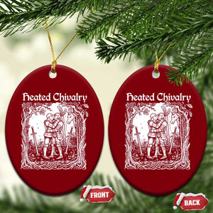 Heated Chivalry Kissing Knights Ceramic Ornament Romantic Funny Medieval Woodcut Fantasy Folklore Graphic TS02 Print Your Wear