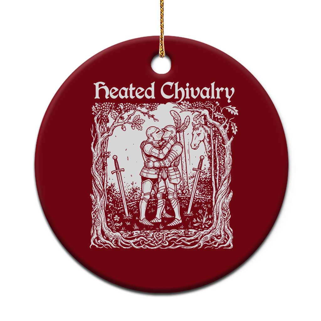 Heated Chivalry Kissing Knights Ceramic Ornament Romantic Funny Medieval Woodcut Fantasy Folklore Graphic TS02 1pc Red Print Your Wear