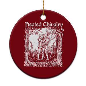 Heated Chivalry Kissing Knights Ceramic Ornament Romantic Funny Medieval Woodcut Fantasy Folklore Graphic TS02 1pc Red Print Your Wear