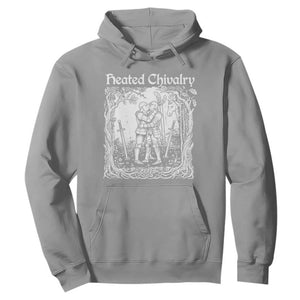 Heated Chivalry Kissing Knights Hoodie Romantic Funny Medieval Woodcut Fantasy Folklore Graphic TS02 Sport Gray Print Your Wear
