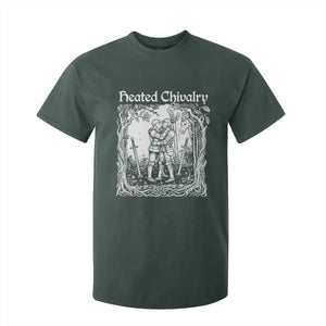 Heated Chivalry Kissing Knights T Shirt For Kid Romantic Funny Medieval Woodcut Fantasy Folklore Graphic TS02 Dark Forest Green Print Your Wear