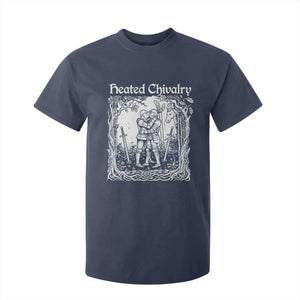 Heated Chivalry Kissing Knights T Shirt For Kid Romantic Funny Medieval Woodcut Fantasy Folklore Graphic TS02 Navy Print Your Wear
