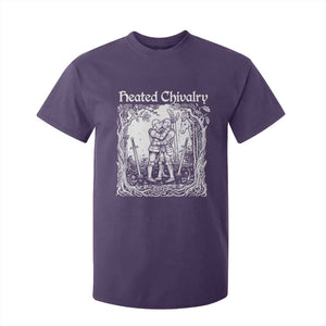 Heated Chivalry Kissing Knights T Shirt For Kid Romantic Funny Medieval Woodcut Fantasy Folklore Graphic TS02 Purple Print Your Wear