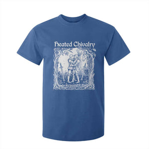 Heated Chivalry Kissing Knights T Shirt For Kid Romantic Funny Medieval Woodcut Fantasy Folklore Graphic TS02 Royal Blue Print Your Wear