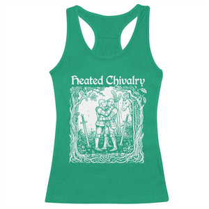 Heated Chivalry Kissing Knights Racerback Tank Top Romantic Funny Medieval Woodcut Fantasy Folklore Graphic TS02 Irish Green Print Your Wear