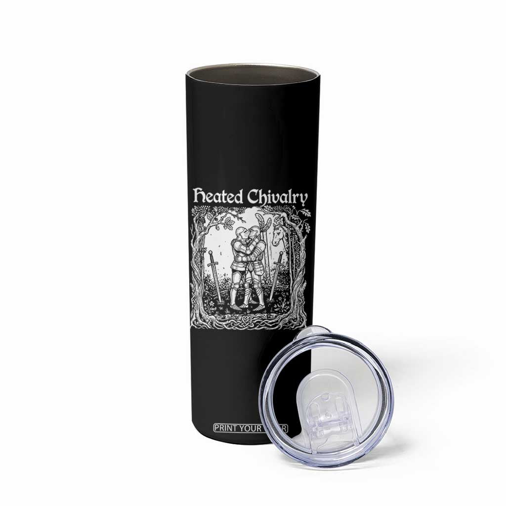 Heated Chivalry Kissing Knights Skinny Tumbler Romantic Funny Medieval Woodcut Fantasy Folklore Graphic TS02 Print Your Wear