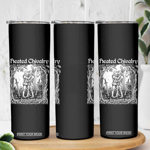 Heated Chivalry Kissing Knights Skinny Tumbler Romantic Funny Medieval Woodcut Fantasy Folklore Graphic TS02 Print Your Wear