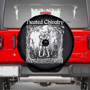 Heated Chivalry Kissing Knights Spare Tire Cover Romantic Funny Medieval Woodcut Fantasy Folklore Graphic TS02 Black Print Your Wear