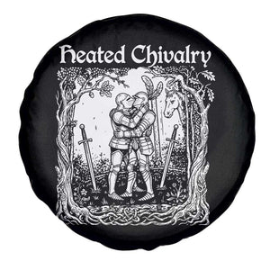 Heated Chivalry Kissing Knights Spare Tire Cover Romantic Funny Medieval Woodcut Fantasy Folklore Graphic TS02 Print Your Wear