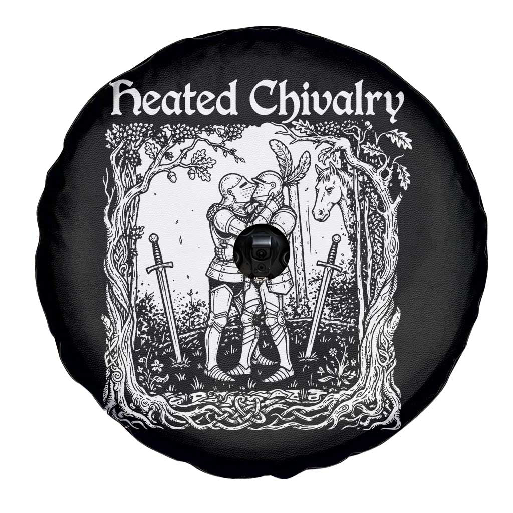 Heated Chivalry Kissing Knights Spare Tire Cover Romantic Funny Medieval Woodcut Fantasy Folklore Graphic TS02 Print Your Wear