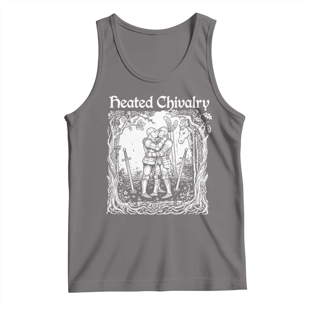 Heated Chivalry Kissing Knights Tank Top Romantic Funny Medieval Woodcut Fantasy Folklore Graphic TS02 Deep Heather Print Your Wear