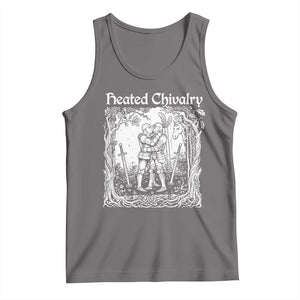 Heated Chivalry Kissing Knights Tank Top Romantic Funny Medieval Woodcut Fantasy Folklore Graphic TS02 Deep Heather Print Your Wear