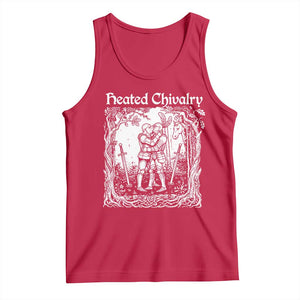 Heated Chivalry Kissing Knights Tank Top Romantic Funny Medieval Woodcut Fantasy Folklore Graphic TS02 Red Print Your Wear