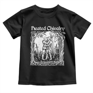 Heated Chivalry Kissing Knights Toddler T Shirt Romantic Funny Medieval Woodcut Fantasy Folklore Graphic TS02 Black Print Your Wear
