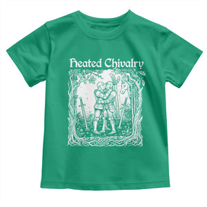 Heated Chivalry Kissing Knights Toddler T Shirt Romantic Funny Medieval Woodcut Fantasy Folklore Graphic TS02 Irish Green Print Your Wear