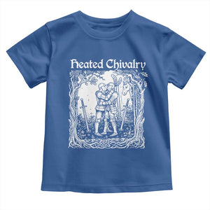 Heated Chivalry Kissing Knights Toddler T Shirt Romantic Funny Medieval Woodcut Fantasy Folklore Graphic TS02 Royal Blue Print Your Wear