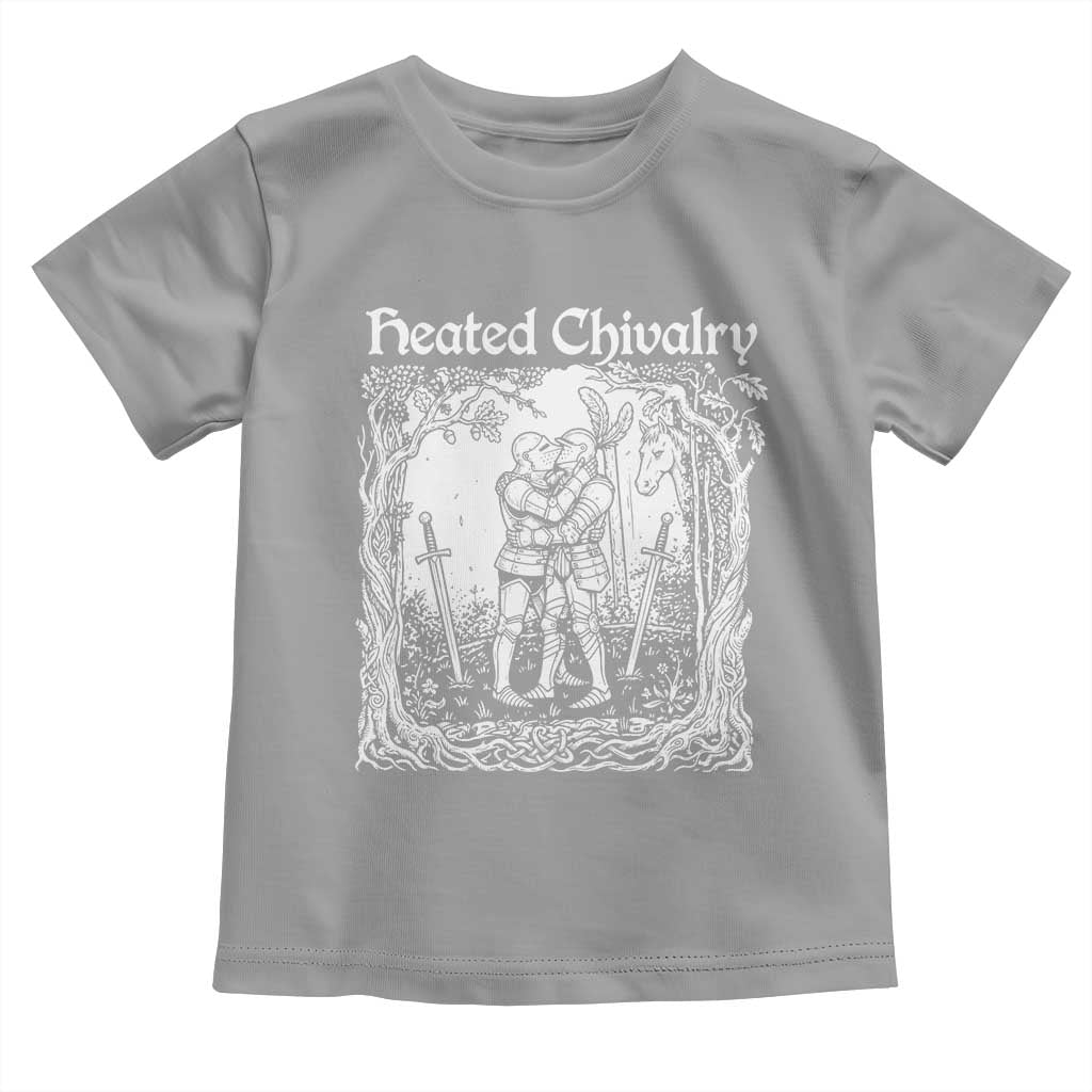 Heated Chivalry Kissing Knights Toddler T Shirt Romantic Funny Medieval Woodcut Fantasy Folklore Graphic TS02 Sport Gray Print Your Wear