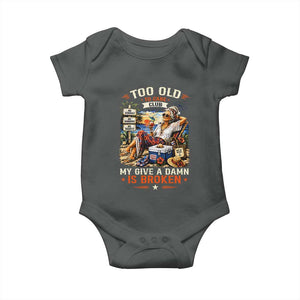 Too Old To Care Club Funny Retired Woman Beach Vacation Baby Onesie My Give A Damn Is Broken IDGAF Chill Mode TS02 Dark Heather Print Your Wear