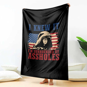 Funny I Knew It Im Surrounded by Axxholes Sci-fi Meme Throw Blanket Patriotic Space Parody USA Flag Sarcastic 1980s Movie Quote TS02 Print Your Wear