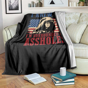 Funny I Knew It Im Surrounded by Axxholes Sci-fi Meme Throw Blanket Patriotic Space Parody USA Flag Sarcastic 1980s Movie Quote TS02 Print Your Wear