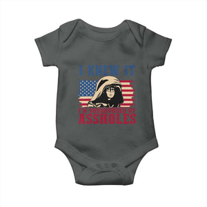 Funny I Knew It Im Surrounded by Axxholes Sci-fi Meme Baby Onesie Patriotic Space Parody USA Flag Sarcastic 1980s Movie Quote TS02 Dark Heather Print Your Wear