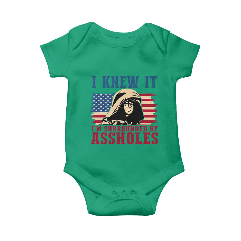 Funny I Knew It Im Surrounded by Axxholes Sci-fi Meme Baby Onesie Patriotic Space Parody USA Flag Sarcastic 1980s Movie Quote TS02 Irish Green Print Your Wear