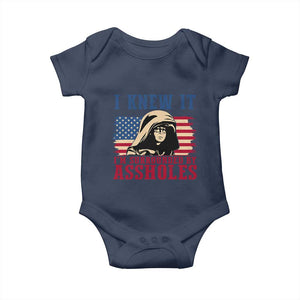 Funny I Knew It Im Surrounded by Axxholes Sci-fi Meme Baby Onesie Patriotic Space Parody USA Flag Sarcastic 1980s Movie Quote TS02 Navy Print Your Wear