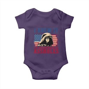 Funny I Knew It Im Surrounded by Axxholes Sci-fi Meme Baby Onesie Patriotic Space Parody USA Flag Sarcastic 1980s Movie Quote TS02 Purple Print Your Wear