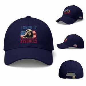 Funny I Knew It Im Surrounded by Axxholes Sci-fi Meme Baseball Cap Patriotic Space Parody USA Flag Sarcastic 1980s Movie Quote TS02 Baseball Cap Universal Fit Dark Blue Print Your Wear