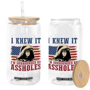 Funny I Knew It Im Surrounded by Axxholes Sci-fi Meme Glass Can Patriotic Space Parody USA Flag Sarcastic 1980s Movie Quote TS02 Print Your Wear