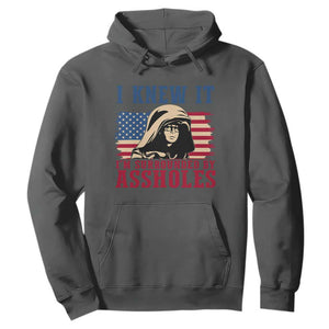 Funny I Knew It Im Surrounded by Axxholes Sci-fi Meme Hoodie Patriotic Space Parody USA Flag Sarcastic 1980s Movie Quote TS02 Dark Heather Print Your Wear